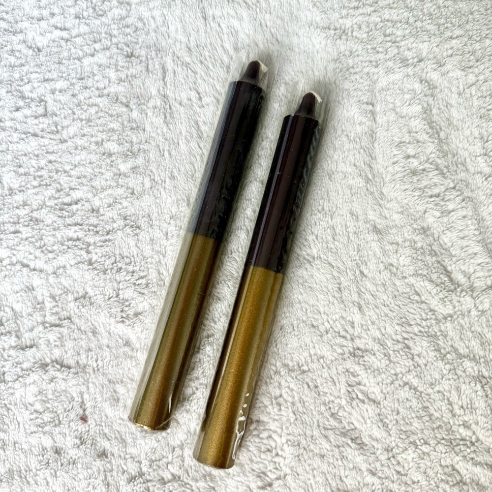 Gold and Black 8” Unscented Taper Candles - set of 2